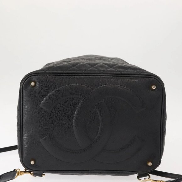 CHANEL Matelasse Backpack Grained Calf Skin Black Gold CC Auth 145289 main image 10
